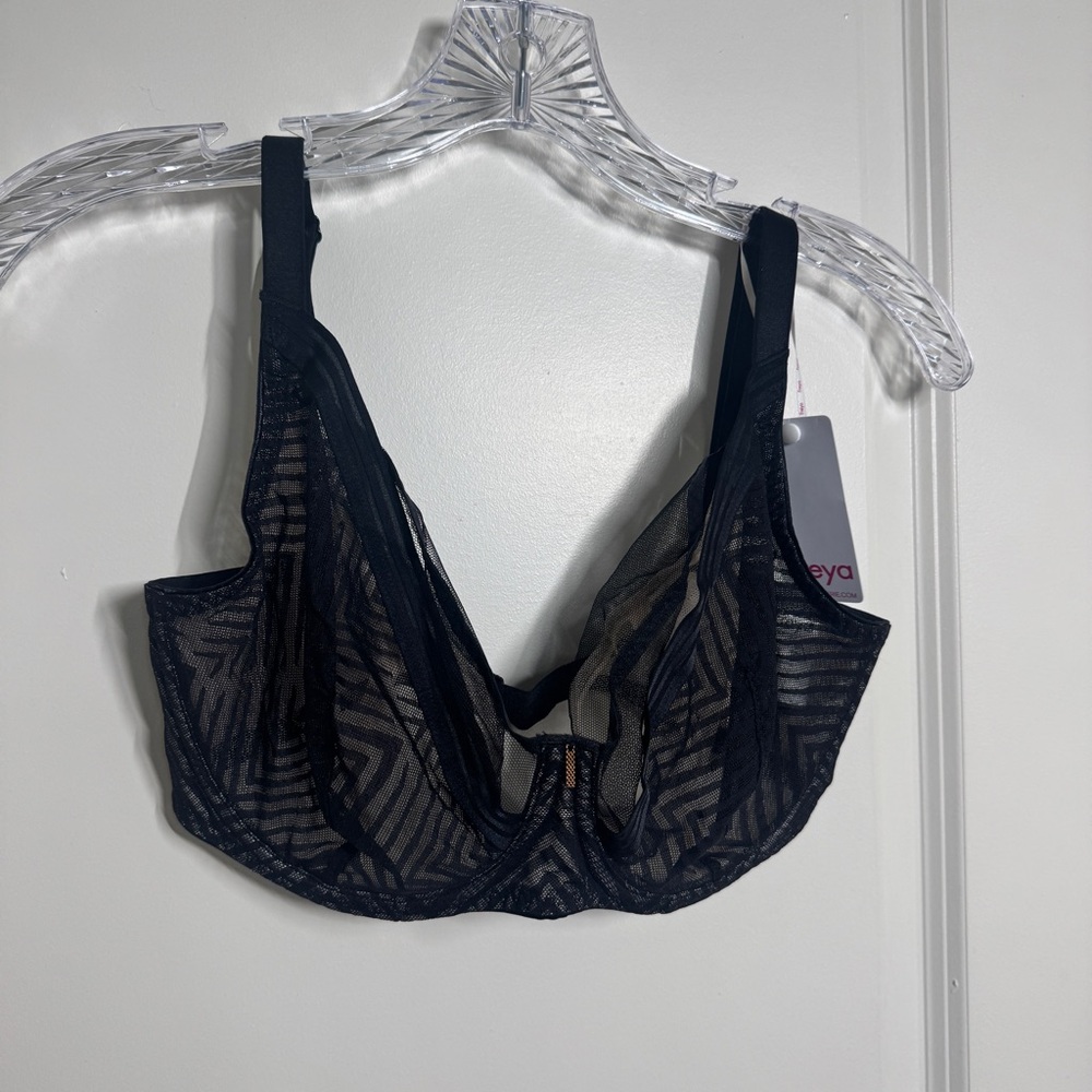 Freya Black Geometric Lace Underwire Bra 30I